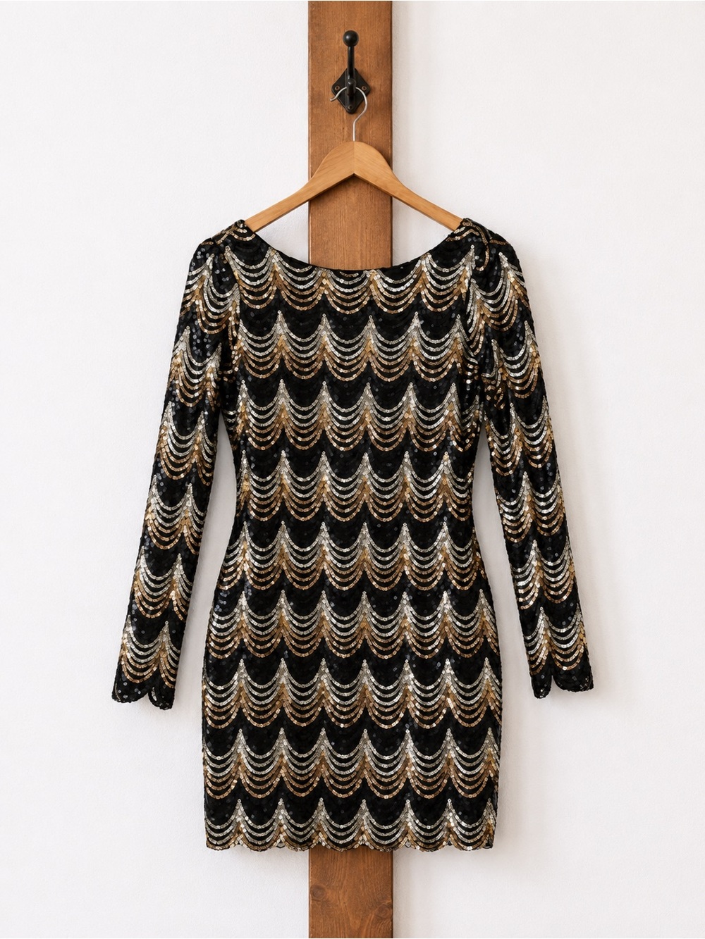 Charlotte Russe Black and Gold Sequin Mini Dress